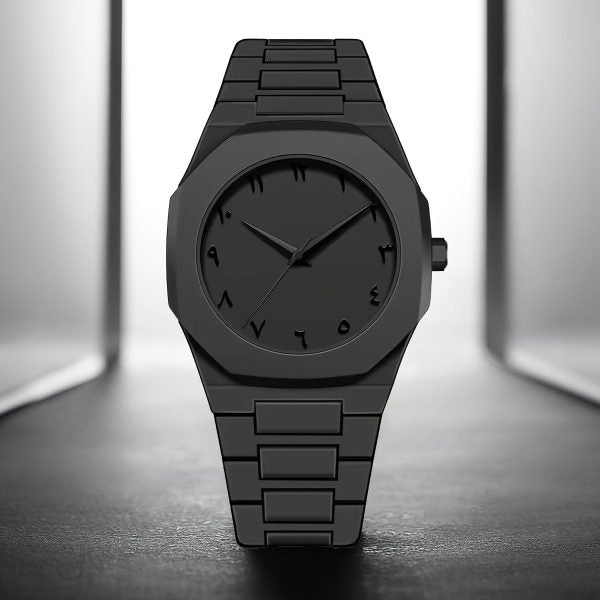 Full Black Aura Quartz Watch for Men – Lightweight Analog Wrist Watch | Stylish Watch for Boys in Pakistan