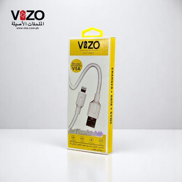 V5A iPhone Lightning Cable | 20W Fast Charging Cable for iPhone 8 to 15 Series | Durable iPhone Charging Pin – 1 Meter